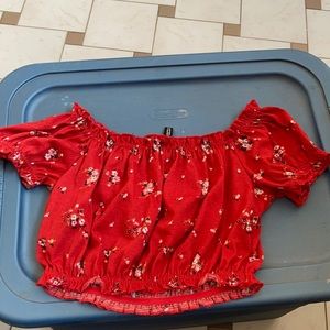 Off the shoulder floral print crop top